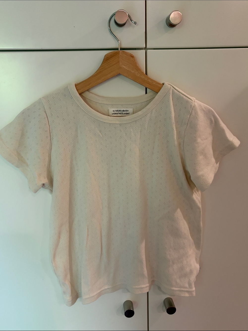 Eyelet Crewneck Tee in Cream by Unfinished/Sunday